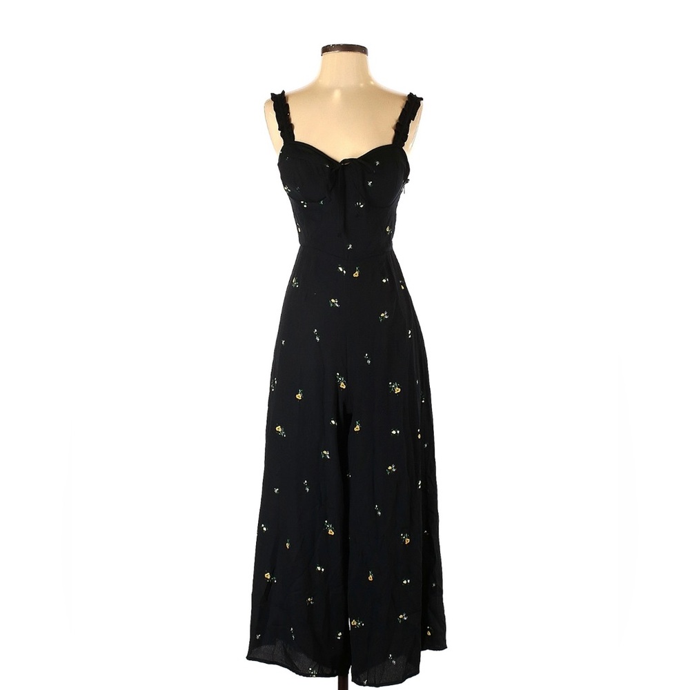 Black Sleeveless Floral Jumpsuit